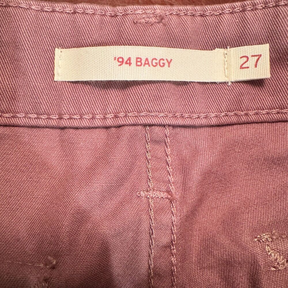 Levi's '94 Baggy Cargo Pants Mauve Pink Mid Rise Adjustable Hem 27x30 NWT - Picture 10 of 16